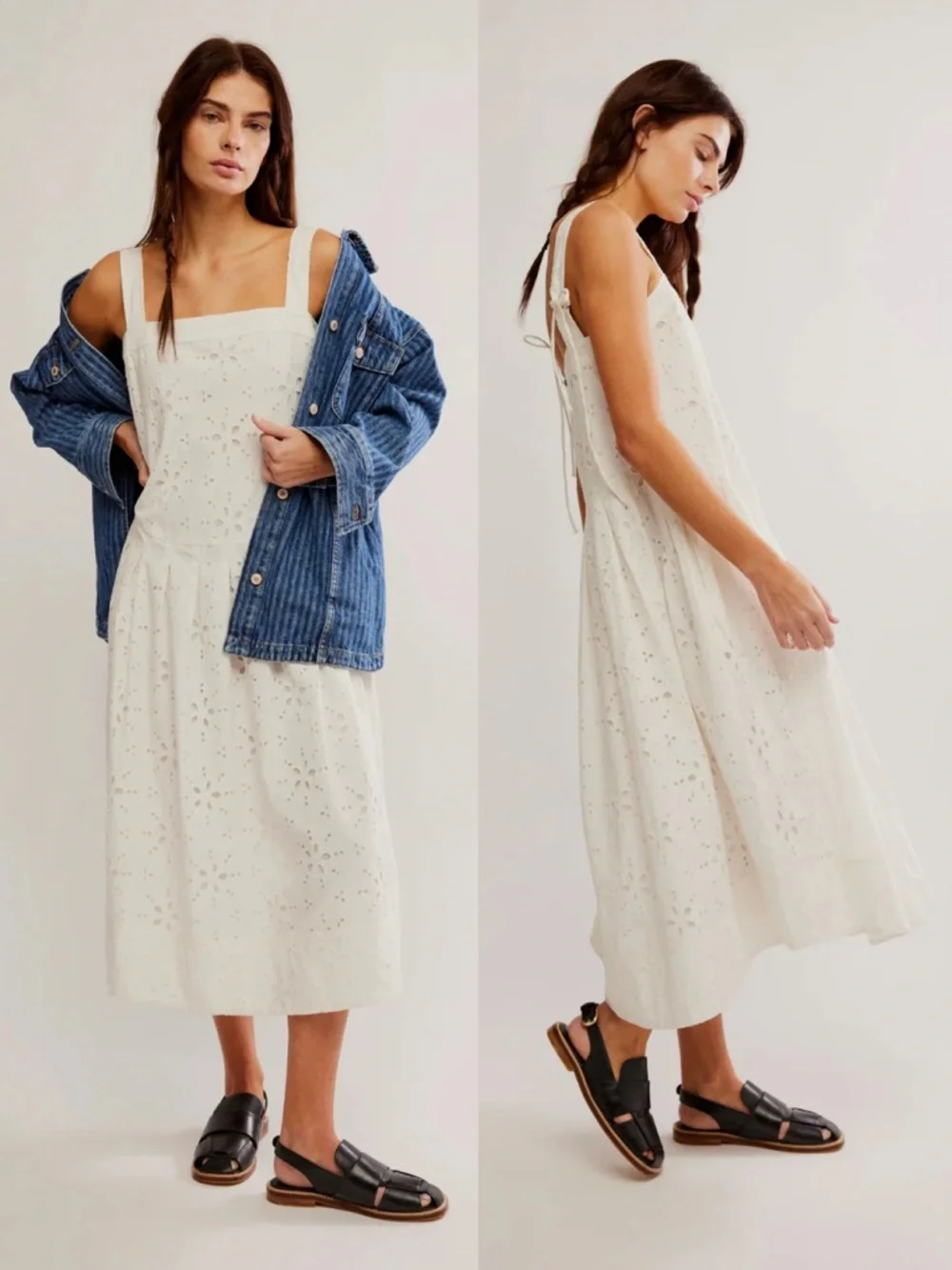 NWT Free People Primavera Eyelet Midi Dress White Cotton Cottage Boho Sundress - Picture 1 of 7